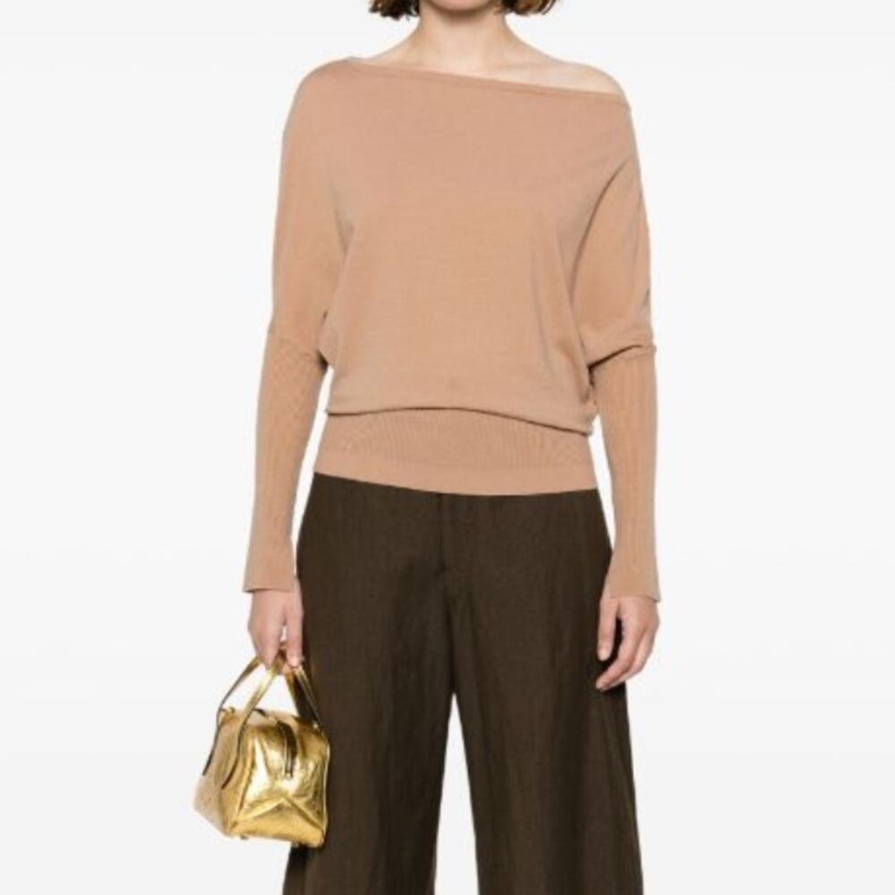Jonathan Simkhai Tan Off-the-Shoulder Sweater